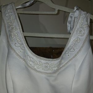 VTG Alfred Angelo White Beaded Wedding Dress With Tiara